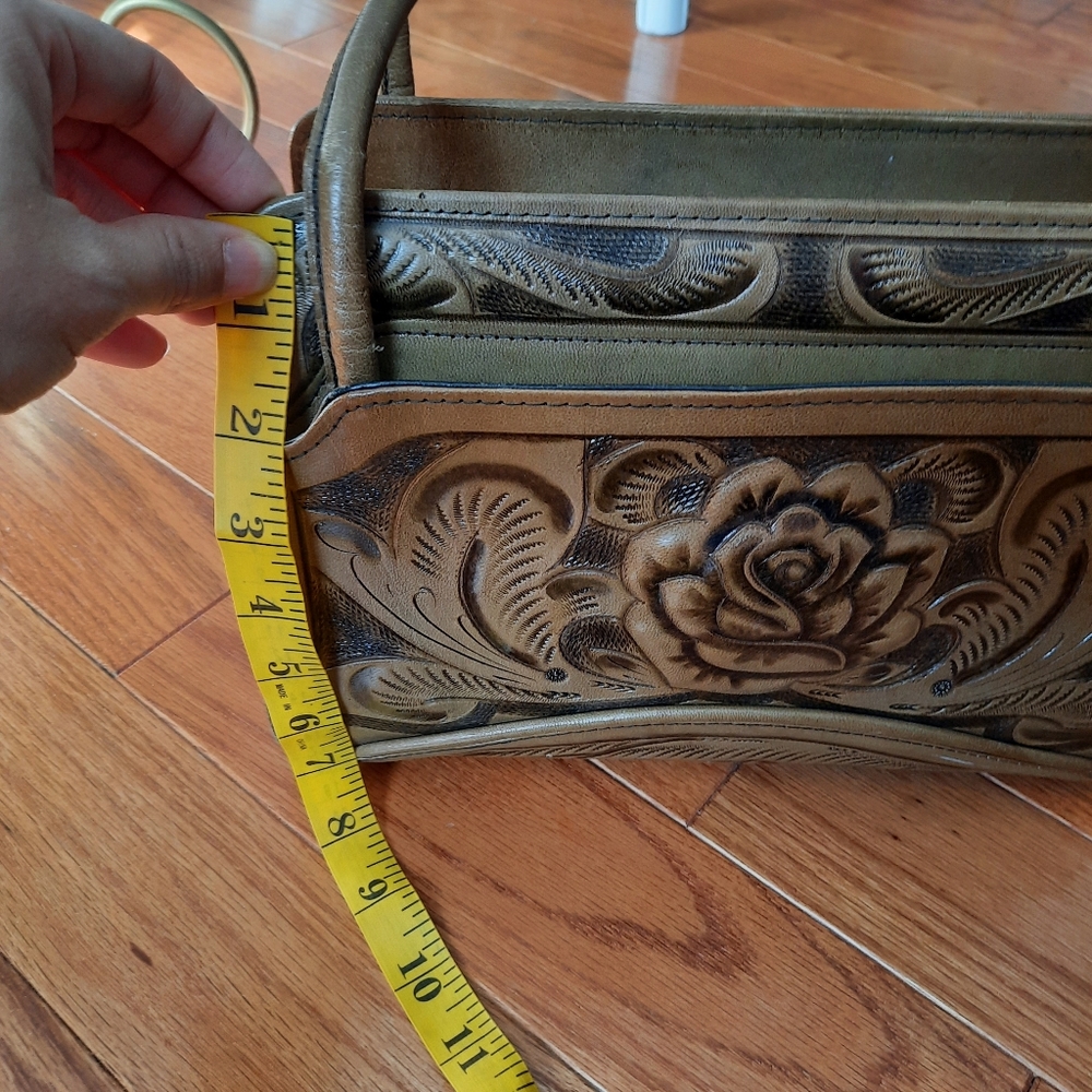 Sold on Mercari Vintage rose, Aztec calendar tooled leather purse - Picture 16 of 16
